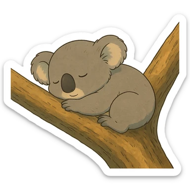 sleeping koala, peaceful and cozy in ghibli style sticker