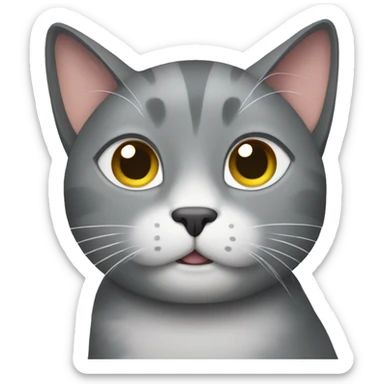 Grey cat with a New Year's ball sticker