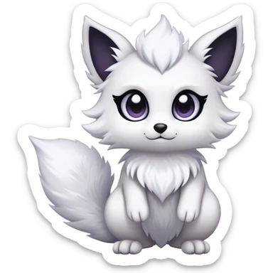 Kawaii dark edgy fantasy ethereal fursona Fakemon with tufted tail sticker