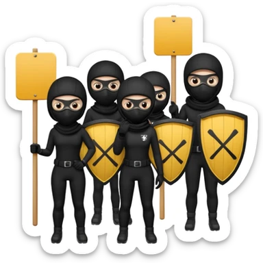 Ski mask people wearing black with shields and signs sticker