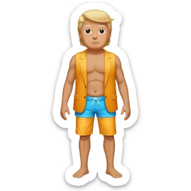 full body Trump standing in beach outfit sticker