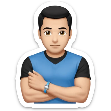 ipretty bratz emoji of salman khan wearing a black tee, silver- blue bracelet, black hair sticker