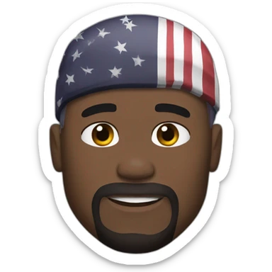 Terry crews with long straight black hair and flag headband sticker