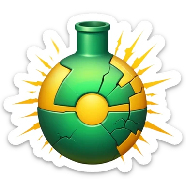 create a radioactive bomb emoji, which has a gradient of green to yellow, make the bomb have breaking patterns but isnt breaking, and make the bomb more digital instead of realistic sticker