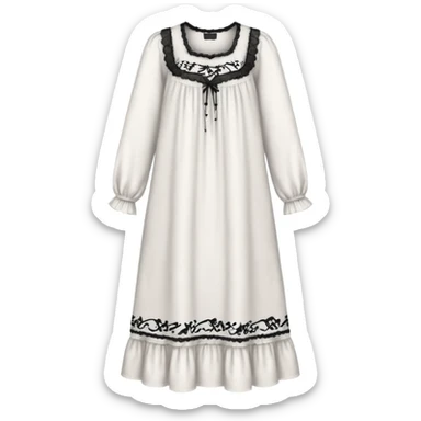 White victorian nightgown with black grafiti design  sticker