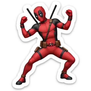 deadpool con pose de pelea sticker