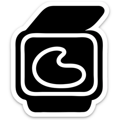 A sauce in a small square packaging sticker