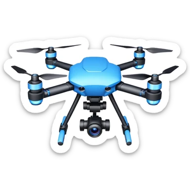 cinematic camera drone object icon, 3-axis gimbal stabilized camera, large lens, carbon fiber arms, glowing status lights, 3D cartoon, mobile game icon style, centered, clean background, no text, no watermark
  sticker