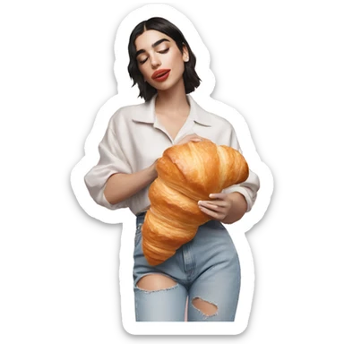dua lipa eating a croissant sticker
