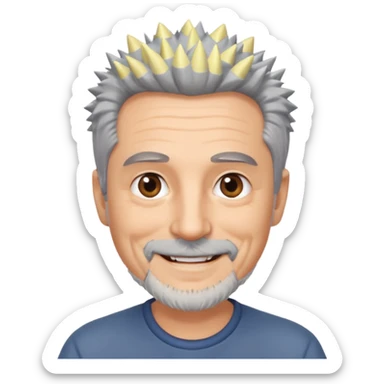 homme 60 ans cheveux gris piques petite barbe sourir sticker