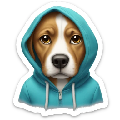 Dog wearing a hoodie sticker