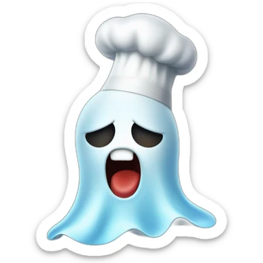 ghost with chef hat blowing a kiss sticker