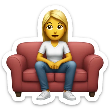 women sitting on couch waiting  sticker