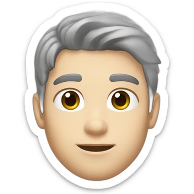 overgrown, brown hair, thin, gray eyes, white skin tone, athletic clothing style sticker