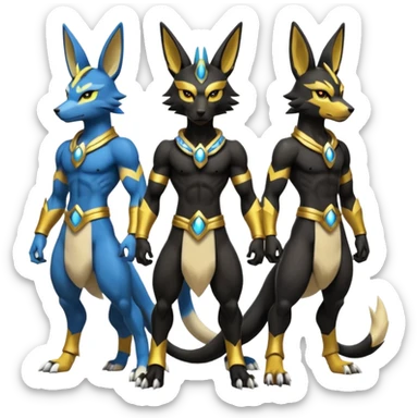 Zeraora-Anubis-Lucario-Umbreon-Renamon-hybrid-fusion-Fakémon-Pokémon-Digimon-creature (full body) sticker
