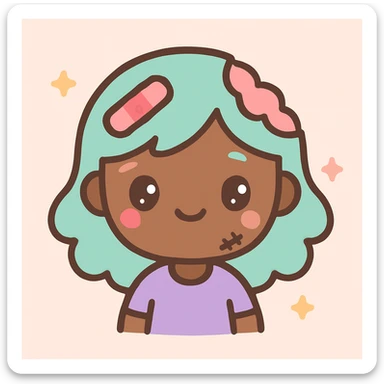 kawaii style portrait of a brown-skinned zombie girl sticker
