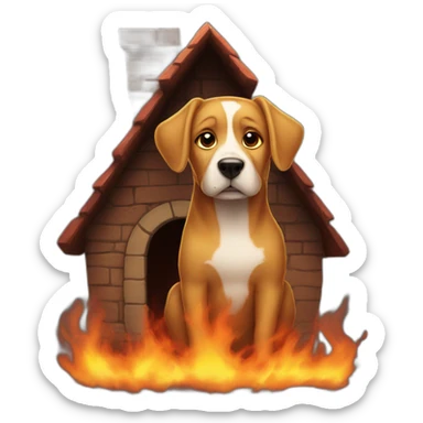 Dog in a fire mansion sticker