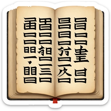 open book with Chinese character 文 on the page sticker