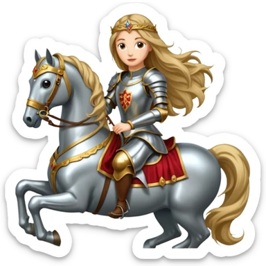 Renaissance princess knight on horse sticker