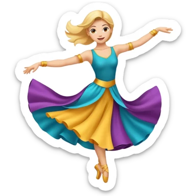 Emoji estilo ilustración de una mujer practicando danza aérea en tela, sus manos colgada en telas de seda, expresión feliz, estilo emoji moderno, colores suaves, fondo simple sticker