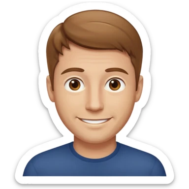 homme cheveux court marron clair sans barbe sourrir sticker