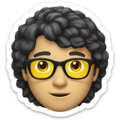 White man with yellow tinted glasses and black hair  sticker