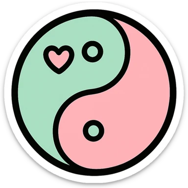 little alchemy style icon
subject: tao
border: medium-black
shape: round, circular
background: white
style: full color fill with medium black outlining sticker