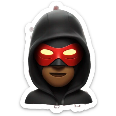 skimask superhero, all black, with the inside of eyes glowing red sticker