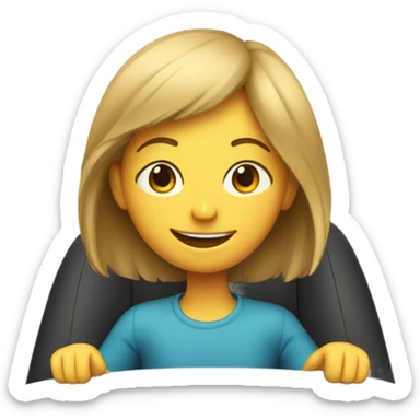 smiling girl in car interior sticker