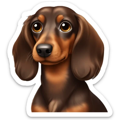brown long hair mini daschund  sticker