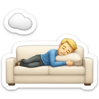 Caucasian guy sleeping on a couch dreaming of his boyfriend sticker