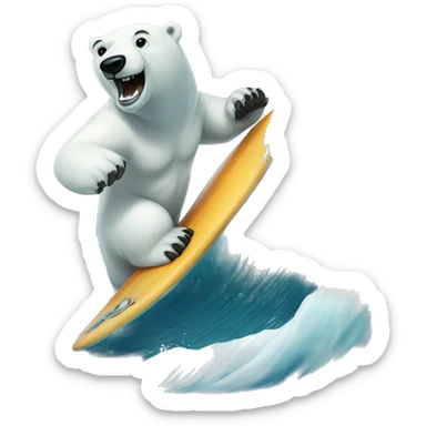 polar bear surfing in ocean sticker
