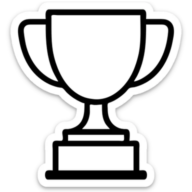 A trophy icon, bronze with a black base, classic and sturdy, outlined in black. sticker