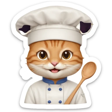 cute chef cat head sticker
