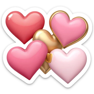 Romantic pastel red and pink and white and gold hearts sticker