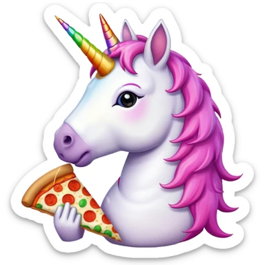 Unicorn eating pizza sticker