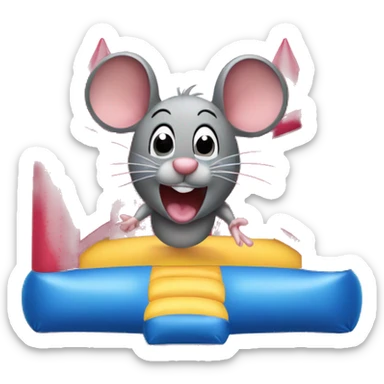 mouse in a bounce house sticker