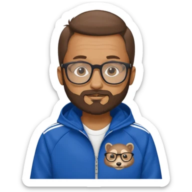 I need a weasel with glasses in an adidas jacket and a three day beard sticker