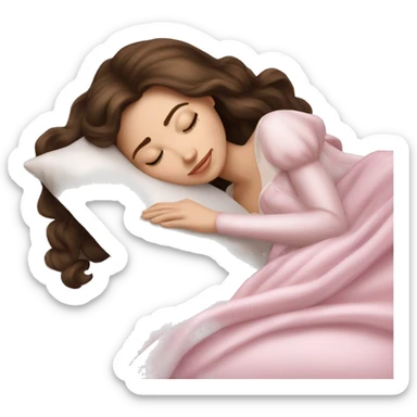 sleeping beauty brunette white girl with a silk pillow sticker