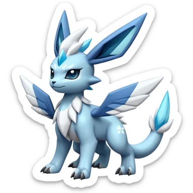 Fluffy Kyurem-Glaceon-dialga-hybrid, full body sticker