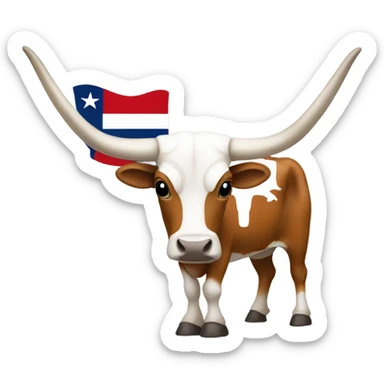 Longhorn with Texas flag sticker