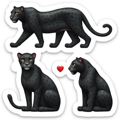 Black leopard heart sticker