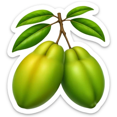 A green mango with leaves sticker