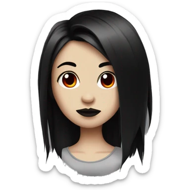 goth girl with half red half black hair  sticker