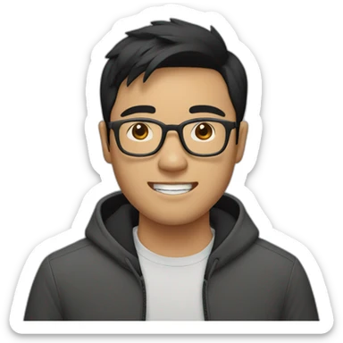 southeast asian male with glasses and black hair sticker