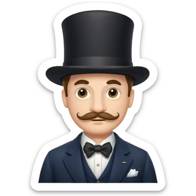 A gentleman of the high society with a moustach, a monocle, an elegant hat being super elitist sticker