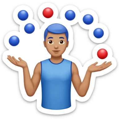 circus juggler putin juggling balls blue and white and red sticker