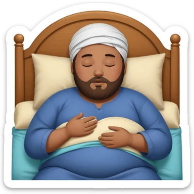 Hijabi and obese brown man asleep in bed sticker