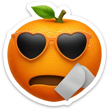 Orange heart with sunglasses  sticker