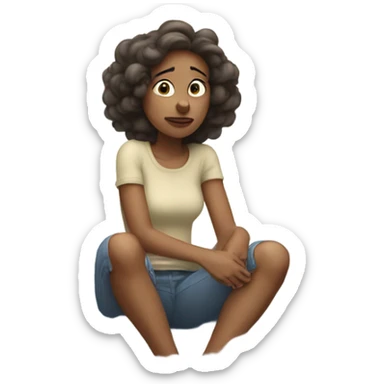 Woman is dizzy sitting on a white cloud  sticker